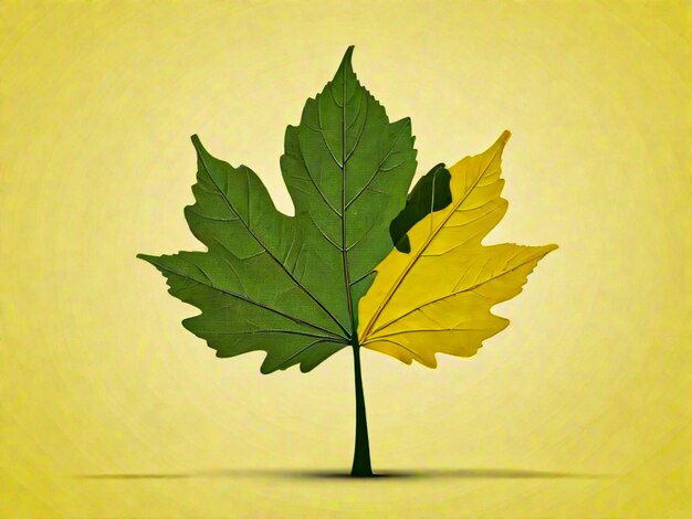 silhouette de feuille d'arbre verte sur fond jaune