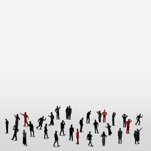 La silhouette de la foule Le collage social
