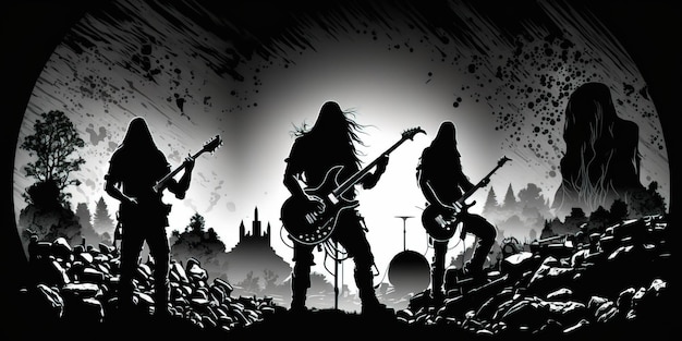 Silhouette de groupe de rock