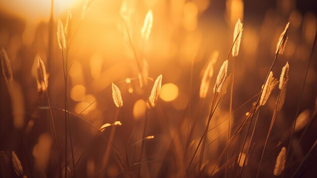 Photo silhouette d'herbe d'été dans une lumière élégante