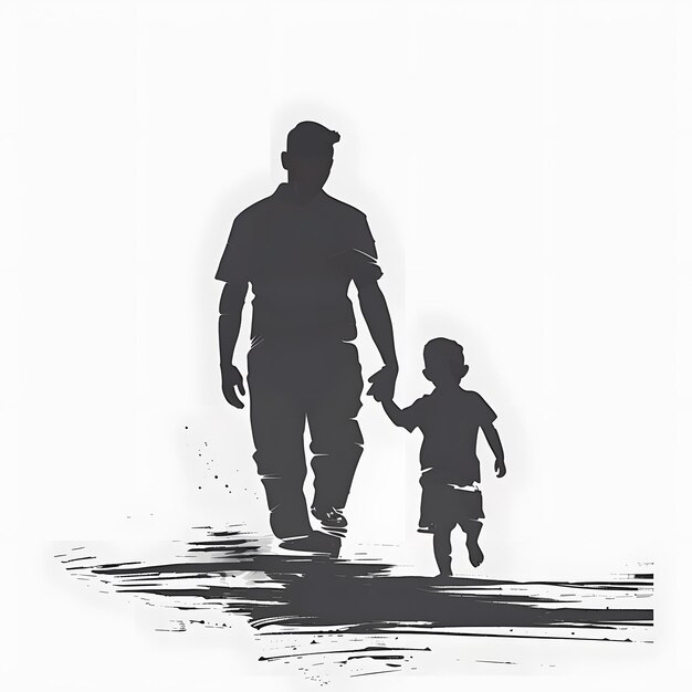 Photo une silhouette d'un homme adulte et de son fils marchant ensemble