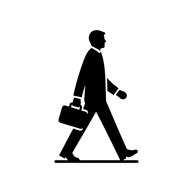 Silhouette d'un homme d'affaires marchant avec une mallette Employé d'affaires Illustration vectorielle