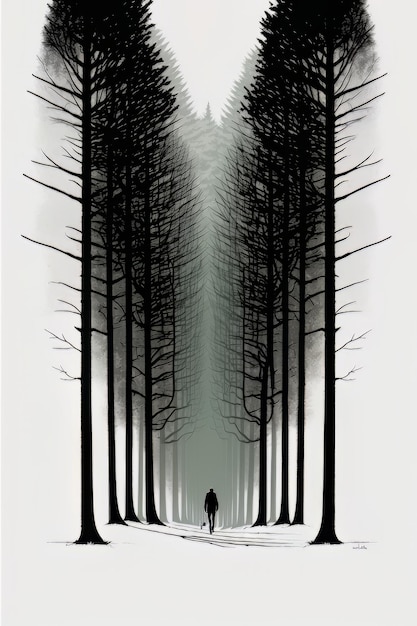 Silhouette d'un homme dans la forêt