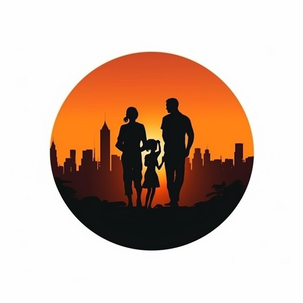 silhouette d'un homme et d'une femme marchant dans la ville au coucher du soleil