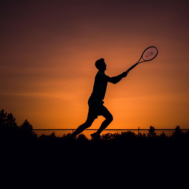 Silhouette d'un homme jouant au tennis.