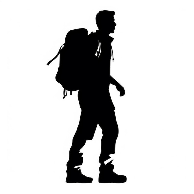 Photo silhouette d'un homme avec un sac à dos qui marche