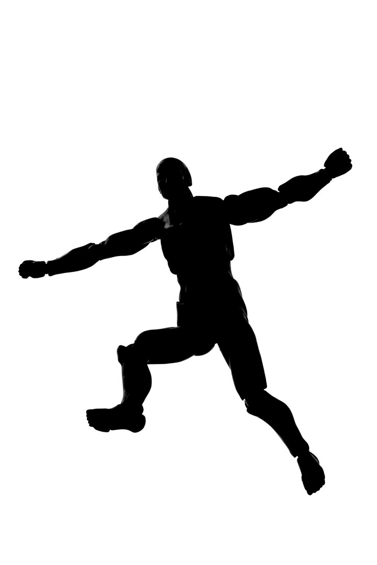 Photo silhouette d'un homme sautant sur fond blanc