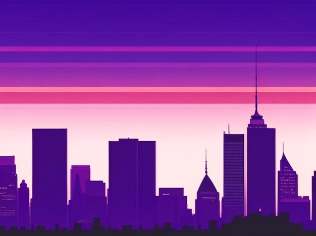 Silhouette d'horizon de New York et drapeau des États-Unis au coucher du soleil