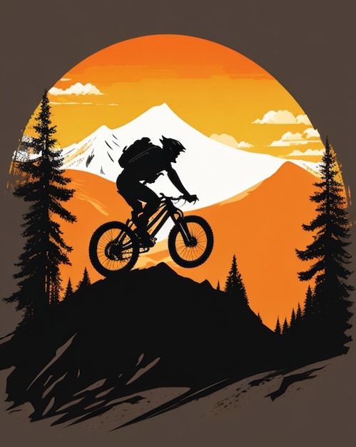 silhouette, illustration, de, homme, vtt