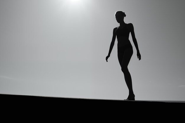 Photo silhouette de jeune femme mince avec un corps parfait ia générative