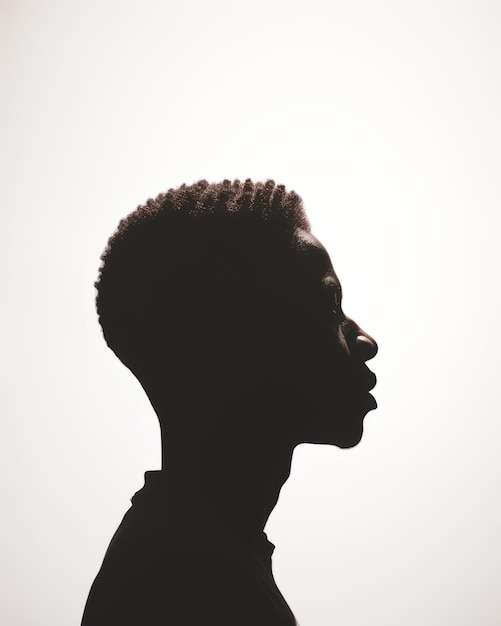 silhouette d'un jeune homme afro-américain sur fond blanc