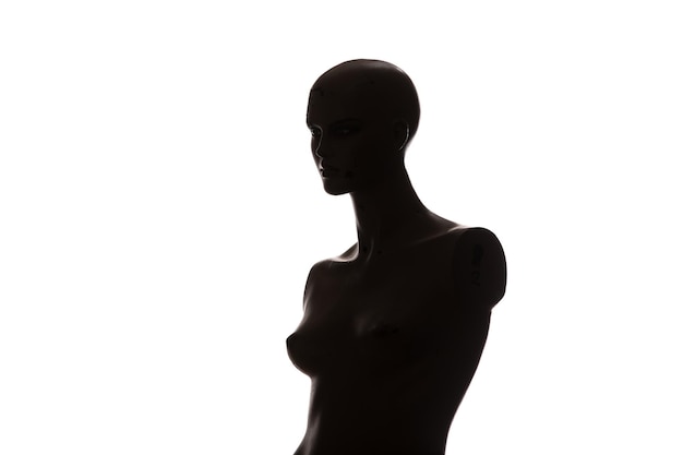 Silhouette mannequin noir isolé sur fond blanc