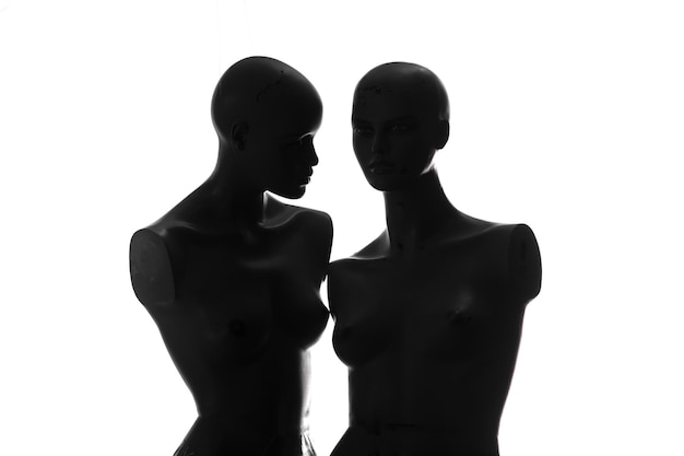 Silhouette mannequin noir isolé sur fond blanc