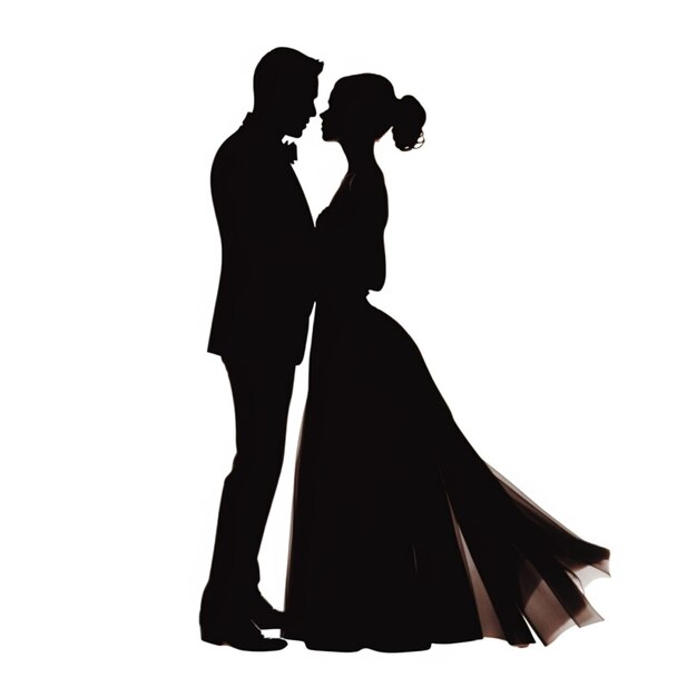 silhouette d'une mariée et d'un marié dans un smoking génératif ai