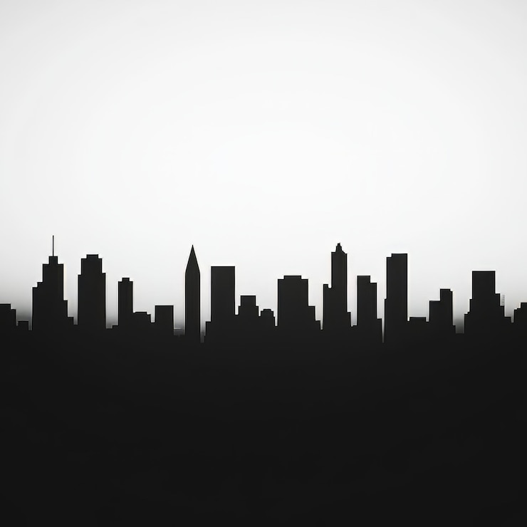 Photo une silhouette minimaliste de l'horizon d'une ville sur un fond clair