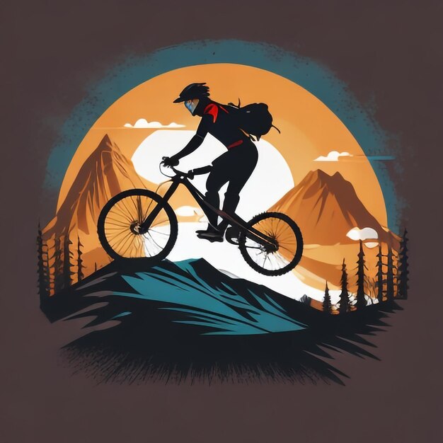 Photo silhouette_montagne_bike_downhill_flat_color