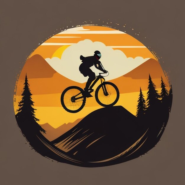 silhouette_mountain_bike_downhill_flat_color