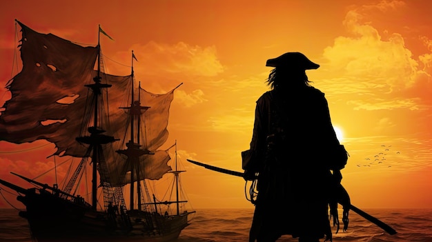 La silhouette d'un navire pirate