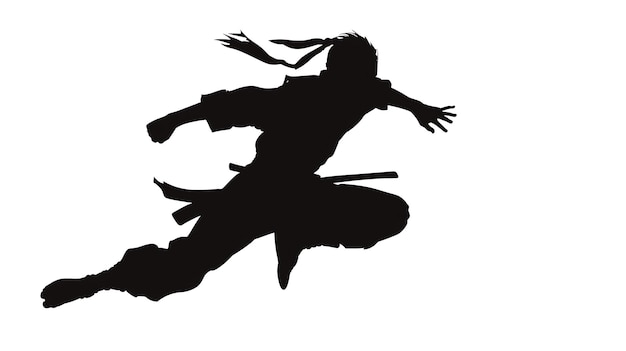 La silhouette d'un ninja en plein air