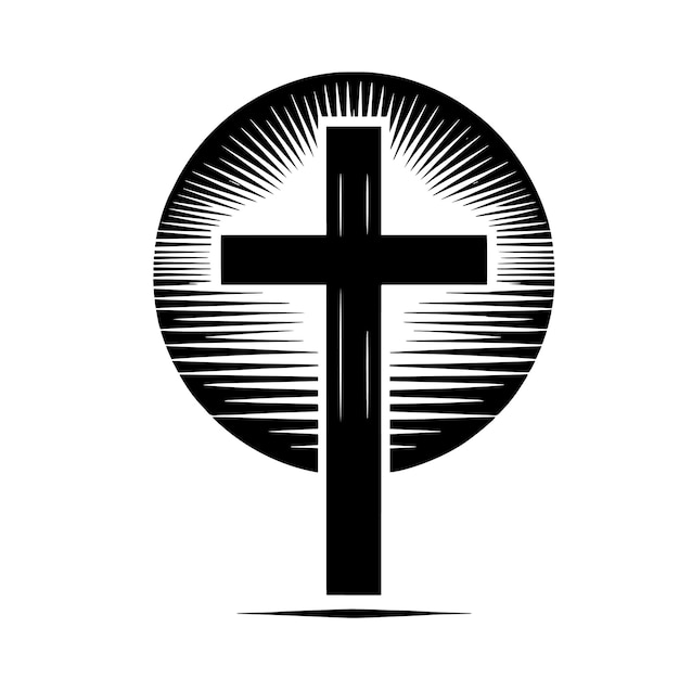 Silhouette en noir et blanc d'une illustration abstraite d'une croix