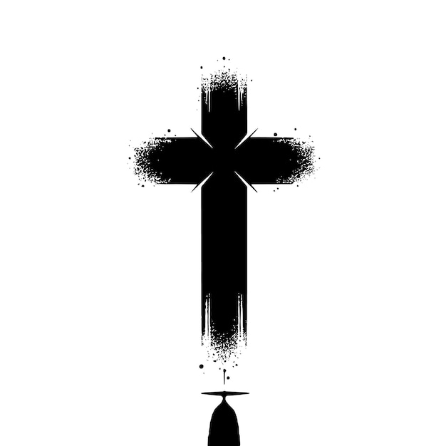 Silhouette en noir et blanc d'une illustration abstraite d'une croix
