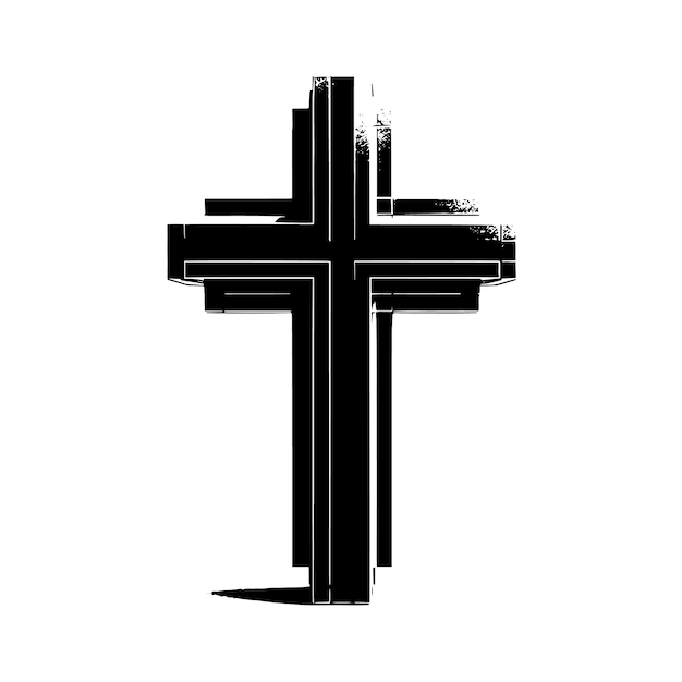 Silhouette en noir et blanc d'une illustration abstraite d'une croix