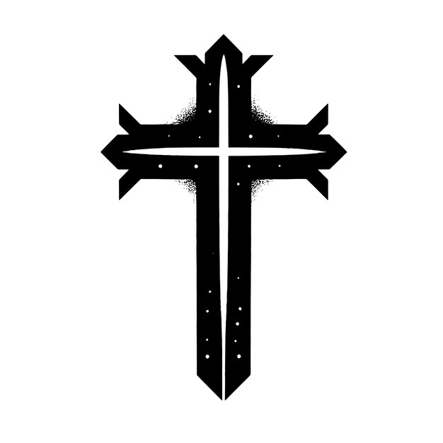 Silhouette en noir et blanc d'une illustration abstraite d'une croix