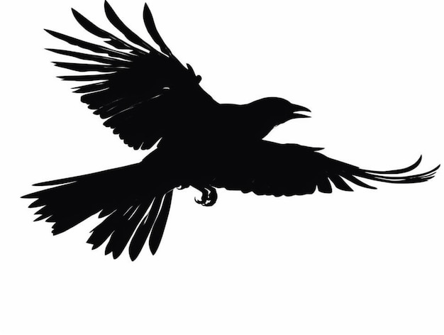 une silhouette noir et blanche d'un oiseau volant dans le ciel ai générative