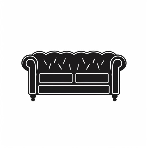 Photo une silhouette noire et blanche d'un canapé avec un oreiller génératif ai