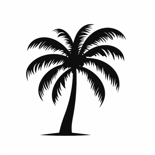 une silhouette noire et blanche d'un palmier sur un fond blanc
