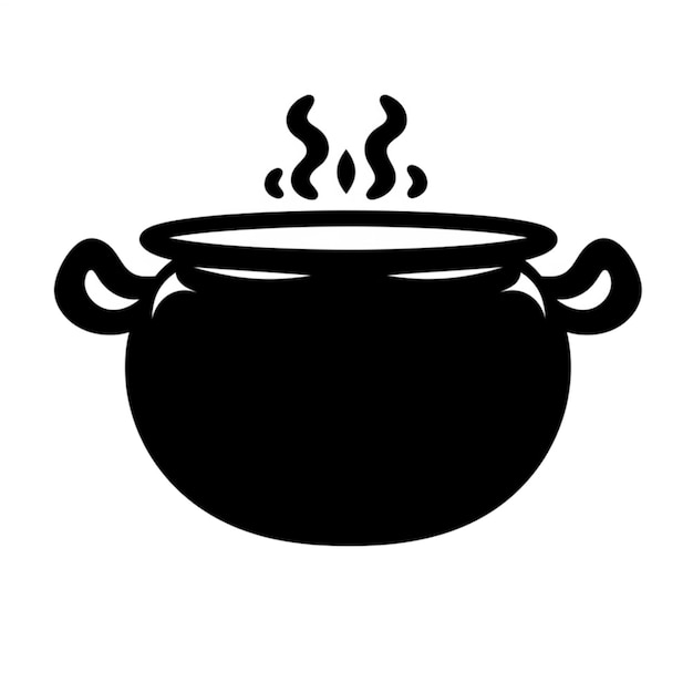 une silhouette noire et blanche d'un pot avec de la vapeur qui en sort ai générative