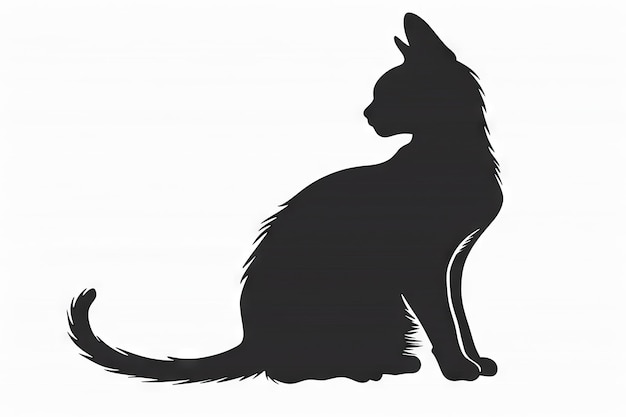 La silhouette noire d'un chat sur un fond transparent