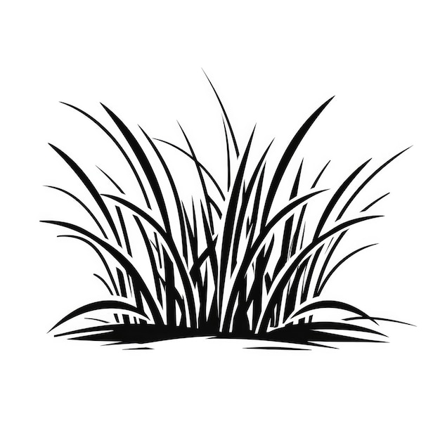 Photo silhouette noire d'herbe sur fond blanc illustration vectorielle