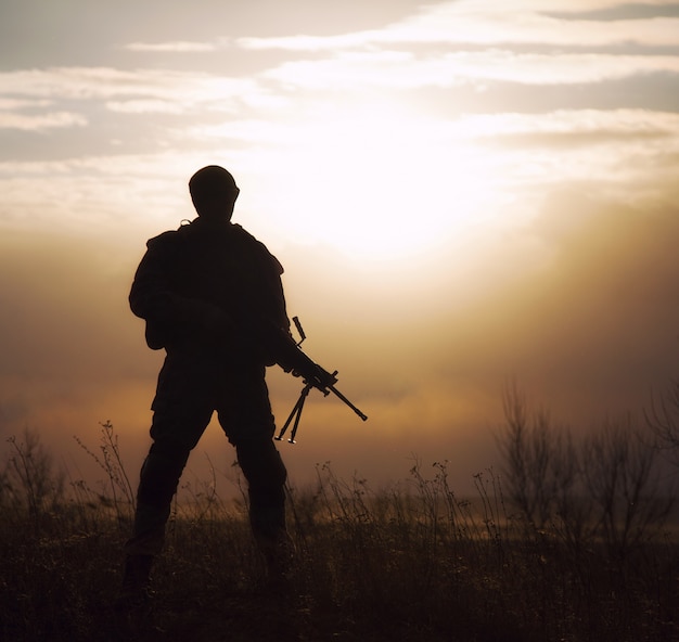 Silhouette of US marine