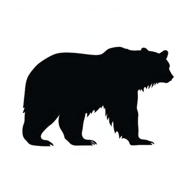 Photo silhouette d'un ours sur fond blanc illustration vectorielle