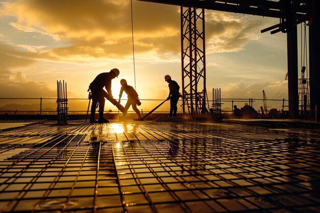 Silhouette d'un ouvrier de la construction en béton