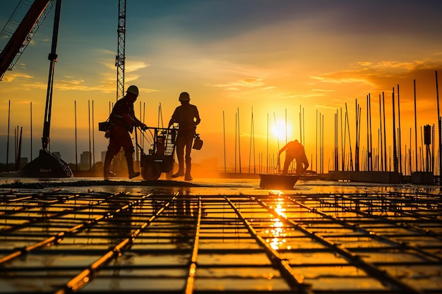 Silhouette d'un ouvrier de la construction en béton