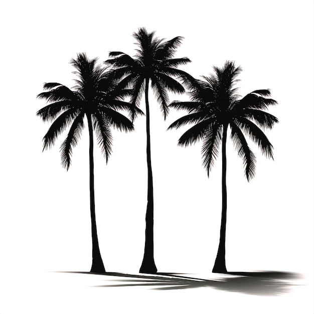 Photo silhouette de palmiers tropicaux noirs et blancs