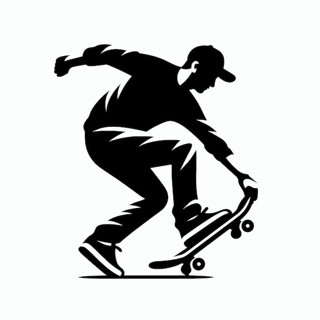 Silhouette de patineur sur un fond blanc icône de patinage cool illustration vectorielle