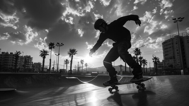 Silhouette d'un patineur de rue