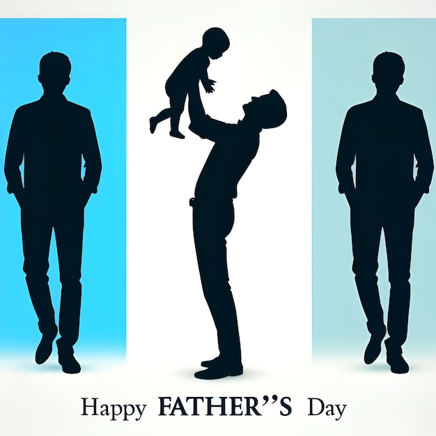 silhouette d'un père et d'enfants se tenant par la main Concept de paternité et d'enfance généré par l'IA