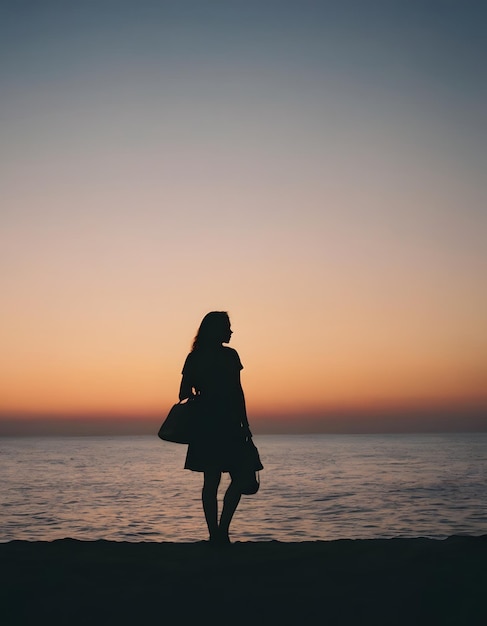 une silhouette d'une personne regardant l'horizon dans un style réaliste