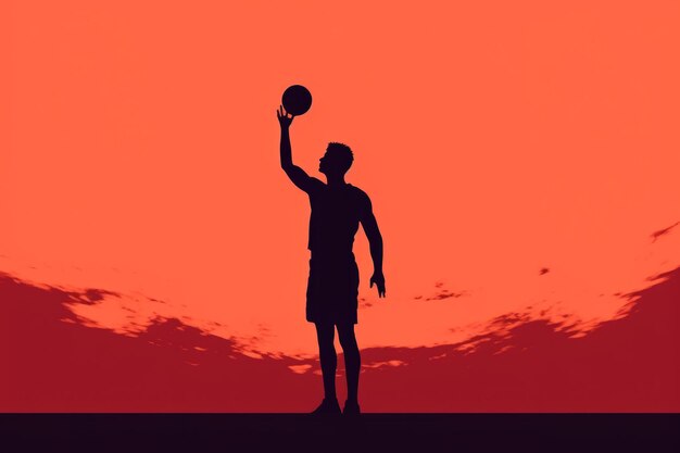 Photo silhouette d'une personne tenant une balle symbolisant l'idée de jouer au volley-ball