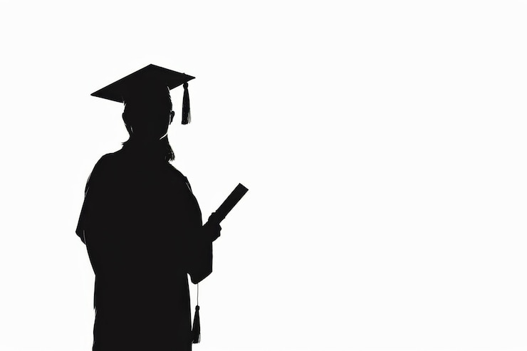 Photo silhouette d'une personne tenant un diplôme dans une lumière inspirante