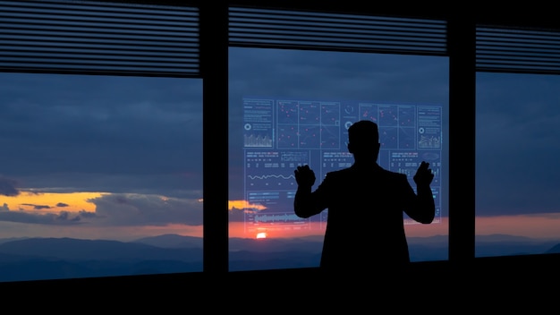 Silhouette de personnes sur un fond panoramique