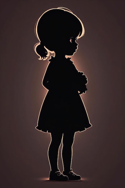 Photo silhouette de petite fille à la conception plate