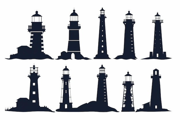 Silhouette de phare sur fond blanc