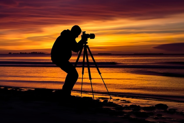 silhouette de photographe à la caméra