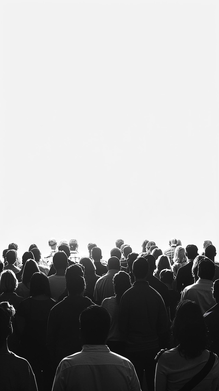 Photo la silhouette d'un public sur un fond blanc