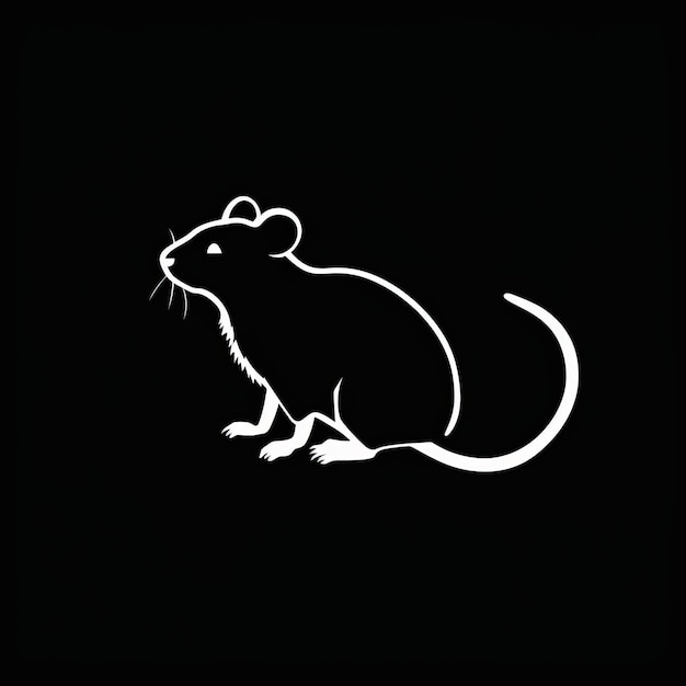 Photo silhouette de souris blanche minimaliste sur fond noir